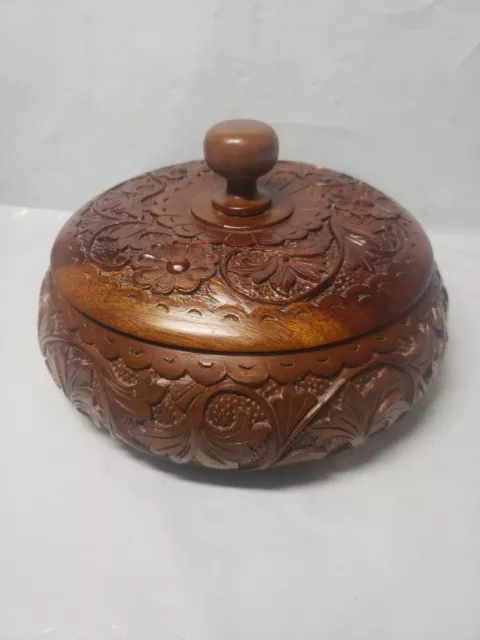 Hand Carved Ornamental Wood Bowl *as is*