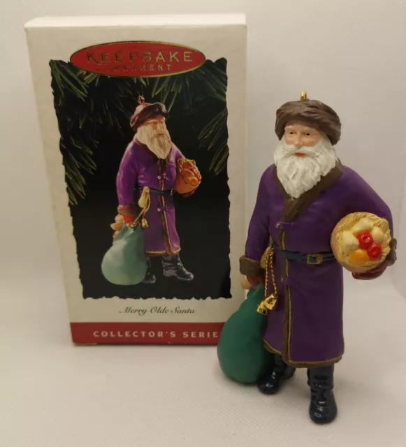 Vintage Hallmark Keepsake - Merry Olde Santa - 1995 Purple Coat #6 In Series