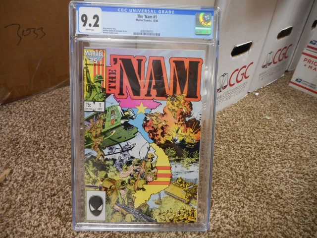 Nam 1 cgc 9.2 Marvel 1986 WHITE pg Vietnam War comic NM MINT 1st print Army Navy
