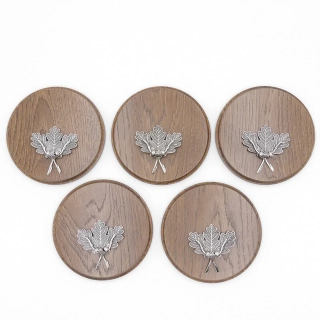 5x Placa de Jabalí Tablero Keiler Redondo Braun Af 13cm 5 Hoja Roble Portada 4