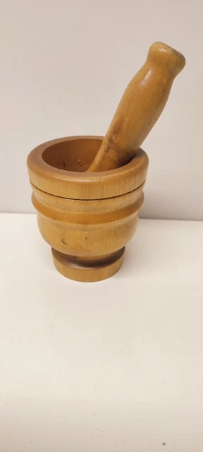 Mortier Et Grand Pilon En Bois Vintage