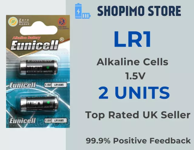 2 x LR1 Alkaline 1.5V Clock Alarm Fob Calculator N Batteries Cells Eunicell New