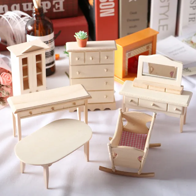 1/6 1/12 Dollhouse Miniature Cabinet Table Wooden Furniture Doll House Toy Model