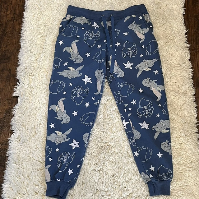 Disney Joggers Womens Size 4-6 Blue Pajama Dumbo All Over Drawstring Sleepwear