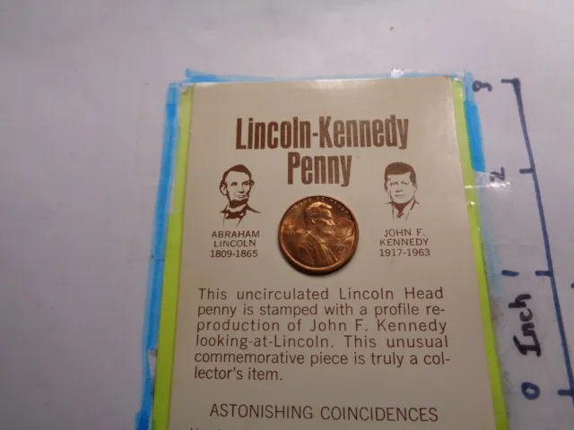 Abraham Lincoln Lincoln 1973 Penny With Jfk John Kennedy Head Coincidences #A