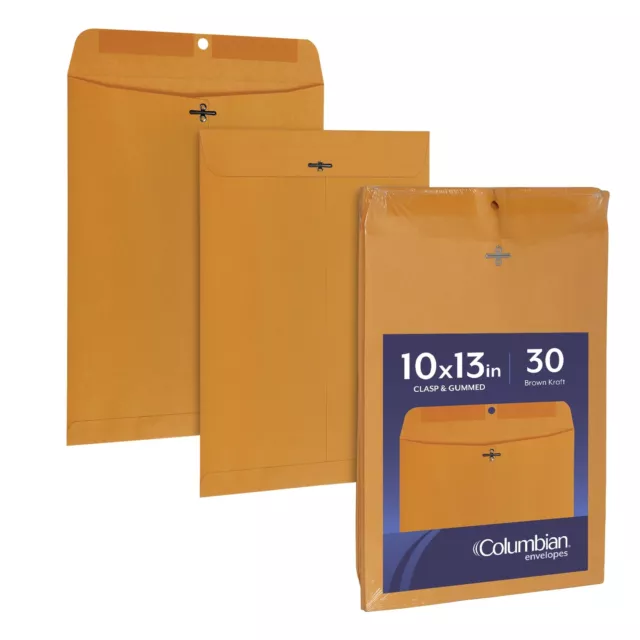 Columbian 10 x 13 Clasp Envelopes Self Seal 28 lb Brown Kraft for Mailing Fla