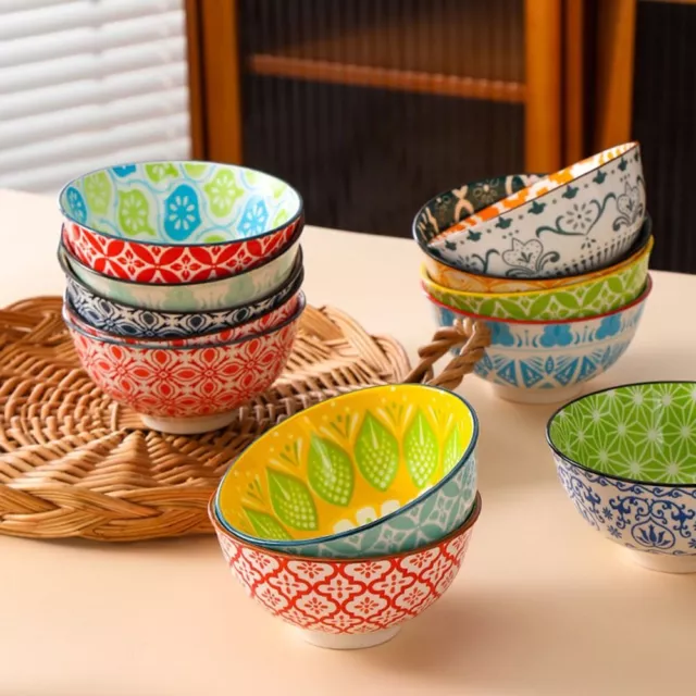 Round Ceramic Serving Bowls Colored Dipping Bowls Noodle Bowl  Household