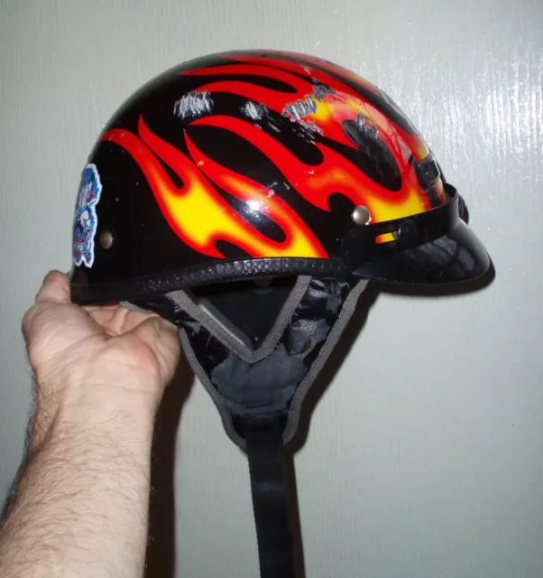 Hd Harley Davidson Vintage 2001 Motorcycle Skull Helmet W Flames