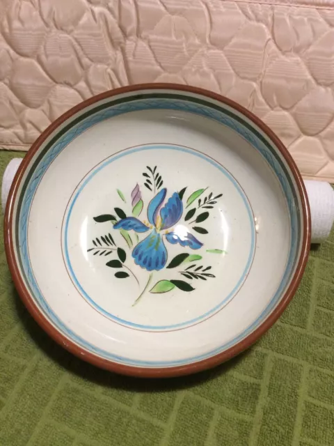 Vintage Handpainted Stangl Pottery Country Garden Iris 8” Vegetable Bowl