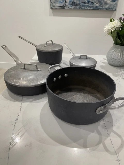 Vintage MAGNALITE GHC Professional 2qt+1qt Sauce Pans +Lids +10in Skillet +5qt