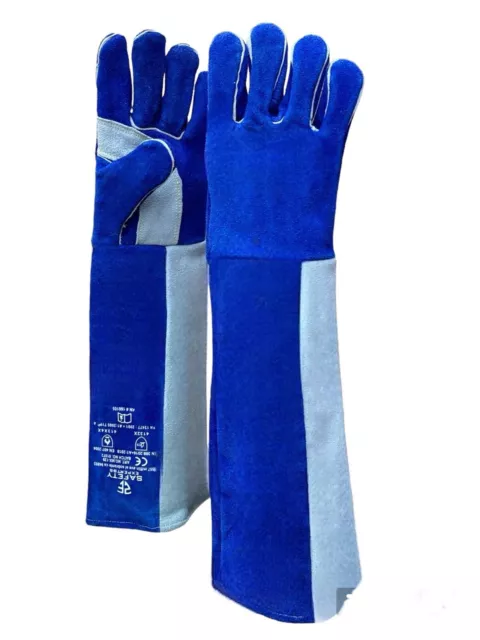 Padded Long-Cuff Split Cowhide Stick 21" Welding or Grill Gloves