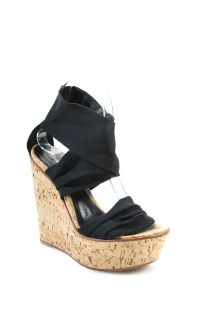 Gianvito Rossi Womens Open Toe Platform Sandal Pumps Shoes Black Size 6.5