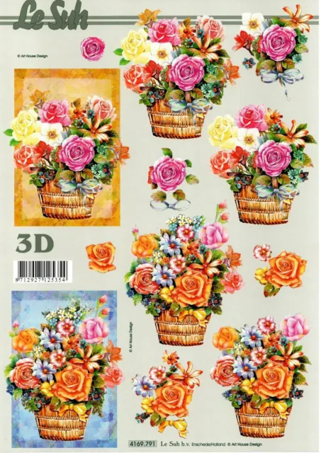 ✂ 3D-Bogen - Blumen im Korb - 4169.791 - LeSuh - Schneidebogen - Karten basteln