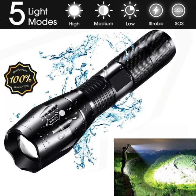 Super-Bright 900000LM LED Tactical Military LED Flashlight Torch 5 Mode Zoomable