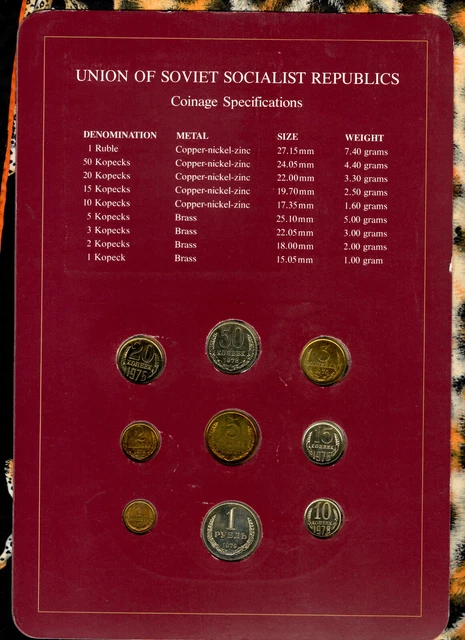 Coin Sets of All Nations USSR Russia 1976-1979 20,15,3,1 Kopeck 1976 UNC 2