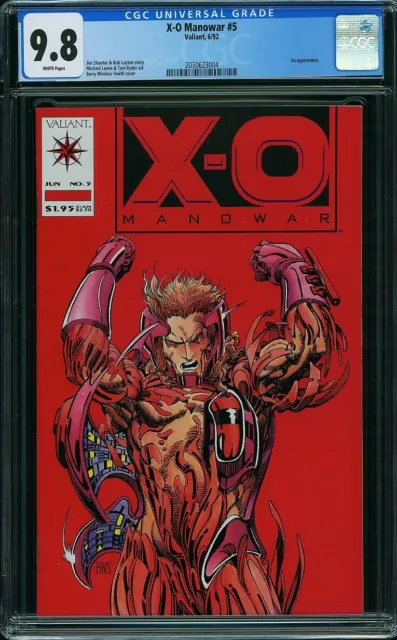 X-O Manowar 5 Cgc 9.8 White Pages Bob Layton Jim Shooter Valiant Red Cover Mint