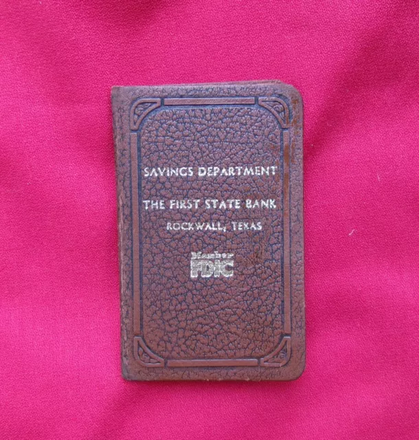 Vintage 1970's Savings Account  Passbook First State Bank, Rockwall Texas