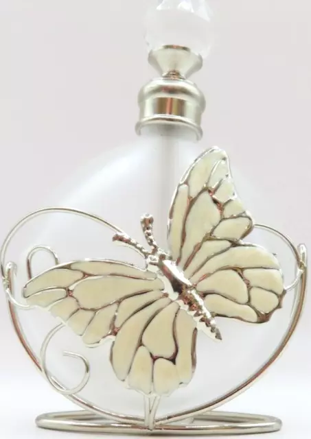 White Butterfly Perfume Bottle with Crystal Stopper 10.5 CM Gift Christmas Smell