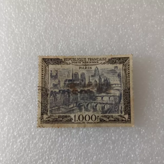 French Stamp Poste Aerienne Paris 1000f