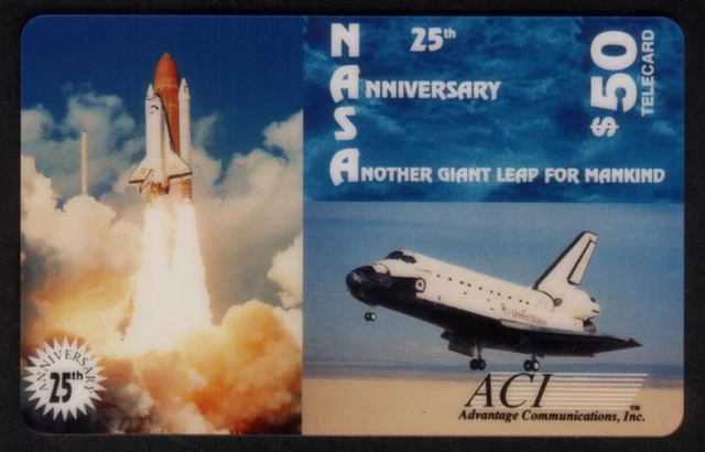 $50. NASA 25th Anniversary Space Shuttle Liftoff & Landing SPECIMEN Phone Card