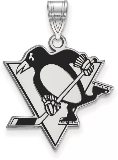 Sterlingsilber NHL Pittsburgh Penguins Groß Emaille Anhänger Von LogoArt