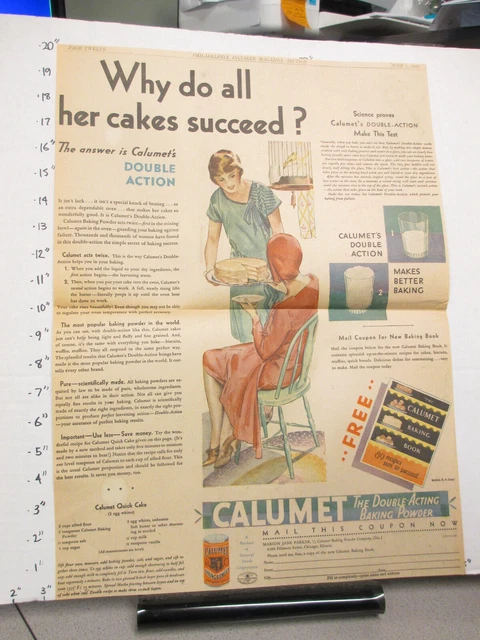 newspaper ad 1930 CALUMET BAKING POWDER flapper girl premium recipe book FULL