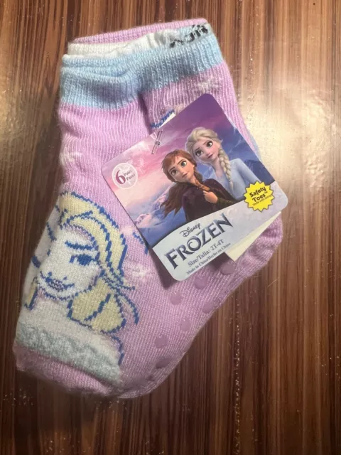 Disney Frozen Toddler Girls Anna Elsa Socks 6 Pair Pack Safety Toe Grip Princess