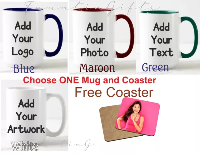 PERSONALISED MUG COLLAGE PHOTO ADD ANY TEXT GIFT 15oz Large Mug TEA COFFEE CUP