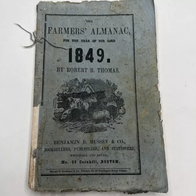 Der Bauernalmanach 1849 Robert.B.Thomas Boston akzeptabler Zustand