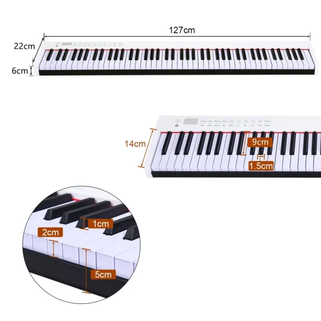 Portable 88 Keys Digital Piano Electronic Keyboard with Full-Size Weighted Keys 2