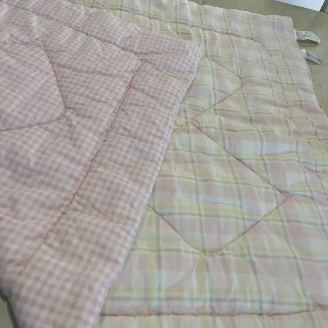 Vintage Carters Devant Baby Crib Comforter Quilt Reversible Pink Gingham-plaid￼