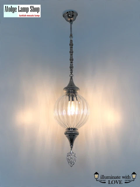Turkish Glass Hanging Lamp Pyrex Transparent Color