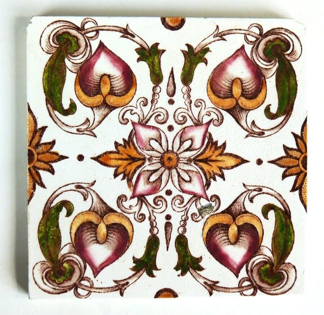 Original Stylised 6" x 6" Printed Antique Art Nouveau Calla Lily Ceramic Tile
