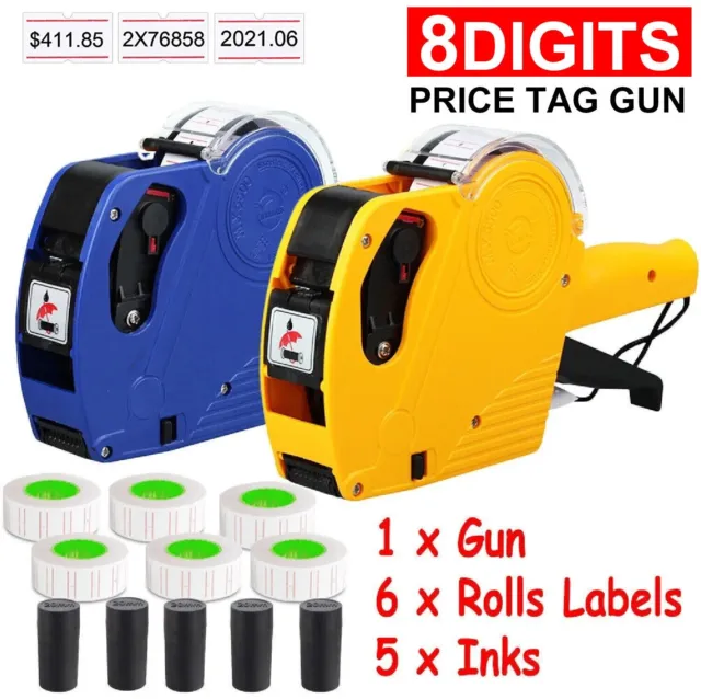 Price Tag Gun Labeller Tagging Pricing Machine Kit with Rolls Labels Inks Roller