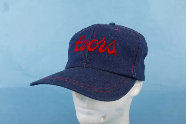 VINTAGE 1980s COORS BEER  BLUE DENIM SNAP BACK TRUCKER BASEBALL CAP HAT