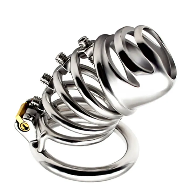 STAINLESS STEEL METAL Spiked Rivet Massage Chastity Cage Male Metal ...