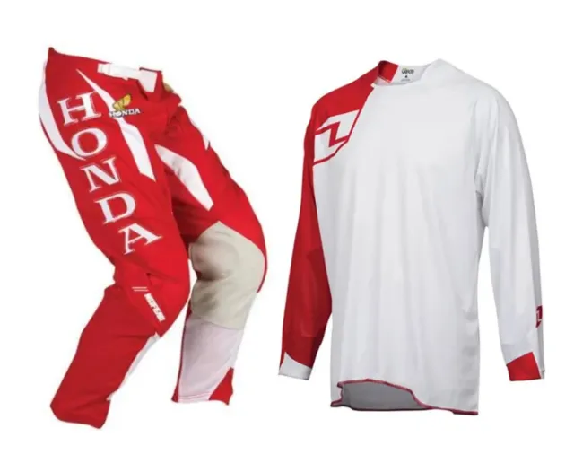No Fear Honda Kit Motocross One Industries Blanc Rouge Pantalon Jersey Rétro MTB