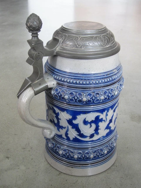 Chope à Bière En Céramique Westerwald - Motif Chasse Ludwig Hohlwein Munich, Vintage