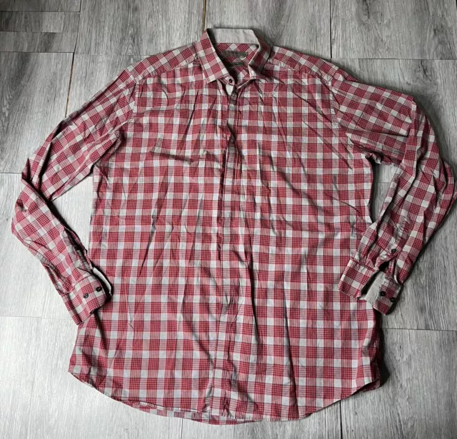 Jeff Banks Mens Check Long Sleeve Shirt Size 2XL 100% Cotton