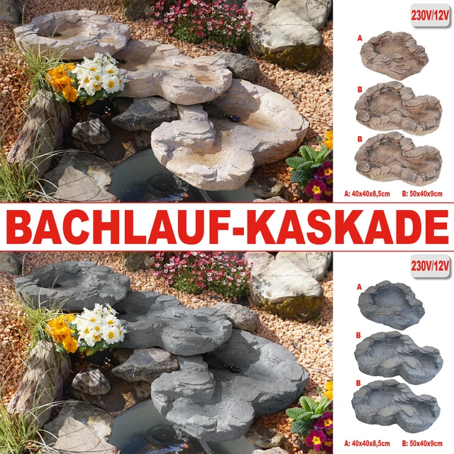 GARTENBRUNNEN BACHLAUF SOLAR Wasserfall Kaskade Wasserspiel Schale