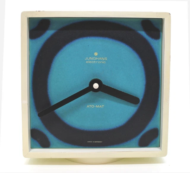 Junghans Ato-Mat Orologio da Tavolo Bianco e Blu, Originale Anni '70