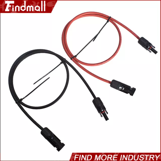 Findmall 1Pair 25ft Black + Red 12AWG Solar Panel Extension Cable Wire Connector