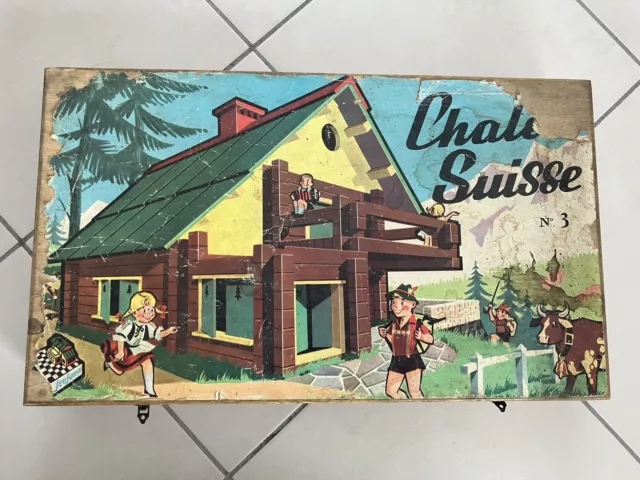 Super Jeu De Construction Vintage Le Chalet Suisse Numéro 3 (Jeujura)