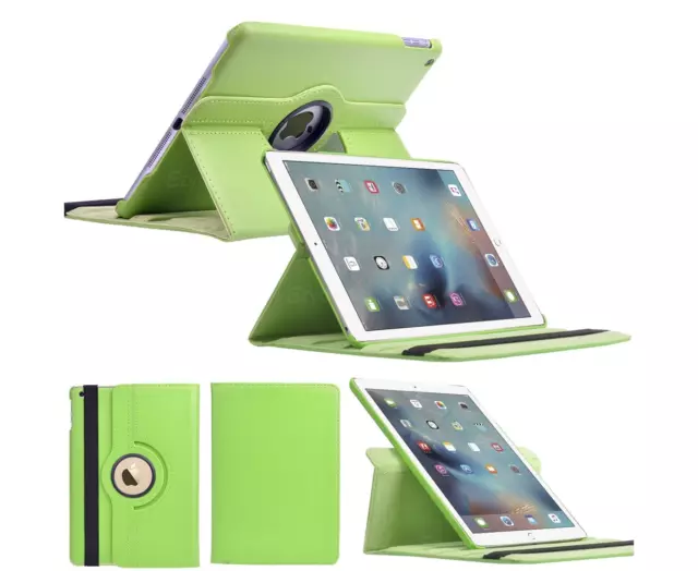 Green 360°Rotating Smart Wake up Flip Leather Case Cover for New Apple Ipad A...