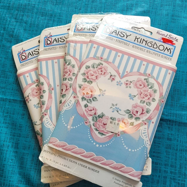 VTG Daisy Kingdom Prepasted Wallpaper Border Floral Victorian Dream Nursery 4pk