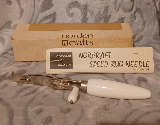 Aguja de ganchillo automática vintage Norcraft hecha en Dinamarca con caja de instrucciones