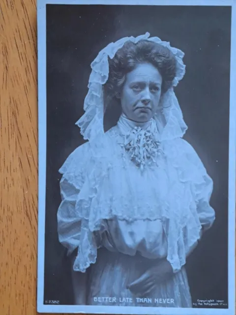 OLDER BRIDE   "Better Late Than Never"   Vintage Real Photo Postcard  RPPC  1907