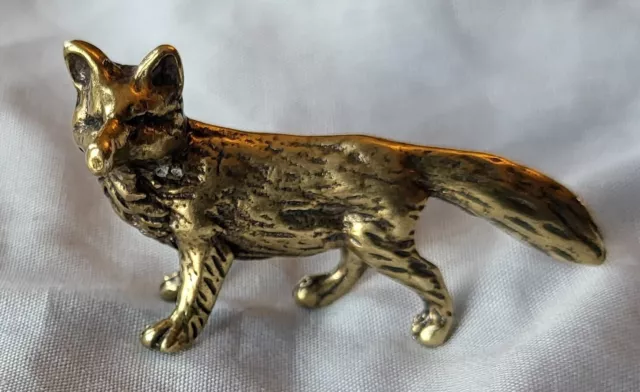 Solid Brass Fox Vintage Wolf Dog Antique Victorian Old Golden Lustre Wild Animal 3
