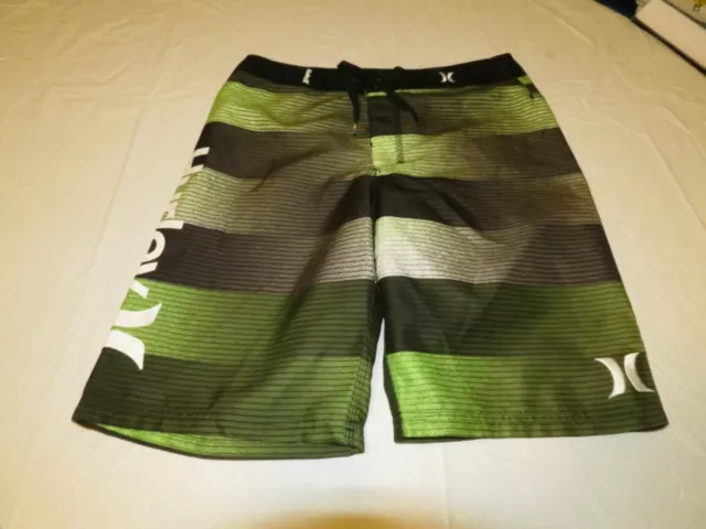 Boys Hurley youth 20 30 board shorts NWT blk grn surf skate brand Blurred Lines