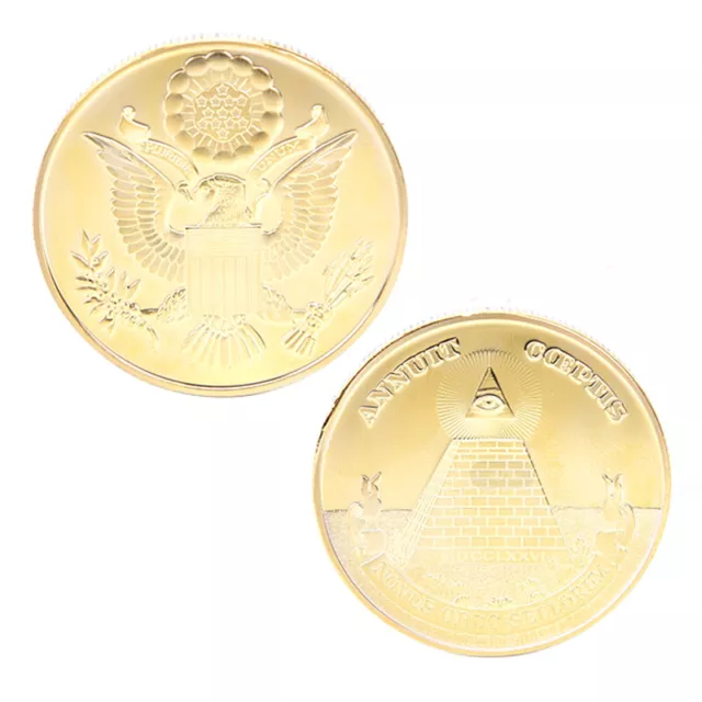 Gold Plated Egyptian Pyramid Commemorative Coin Souvenir Collection Challenge`fb